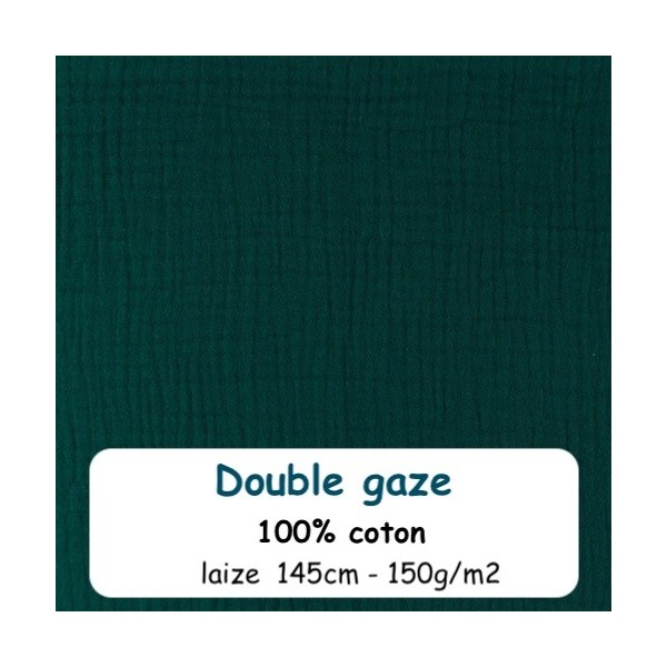 Tissus Double Gaze De Coton Uni Bleu Pétrole - Vendu Au Mètre - Photo n°1