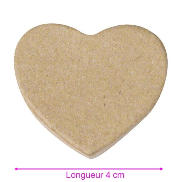 Coeur miniature en papier mâché 2D, Long. 4cm x Haut. 4cm x épais. 1,5cm, &agrav - Photo n°1