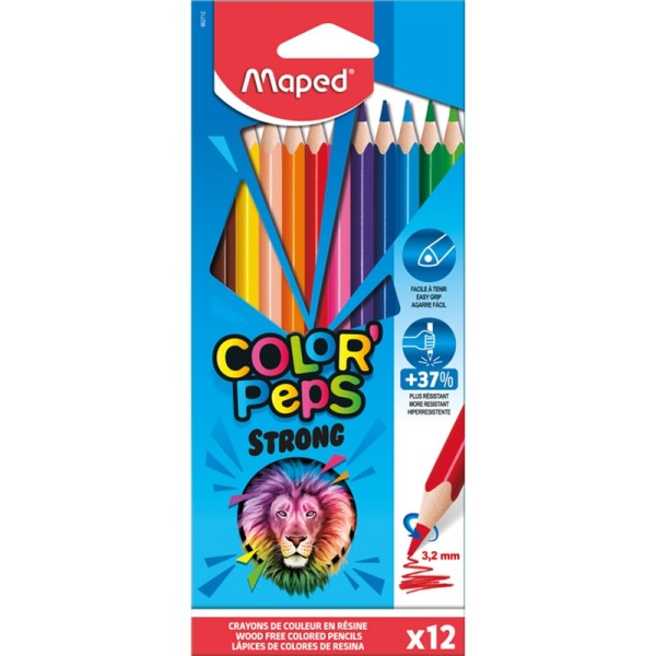 Crayon de couleur COLOR'PEPS STRONG, étui carton de 12 - Photo n°1
