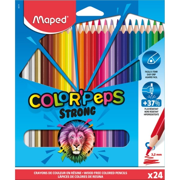 Crayon de couleur COLOR'PEPS STRONG, étui carton de 24 - Photo n°1