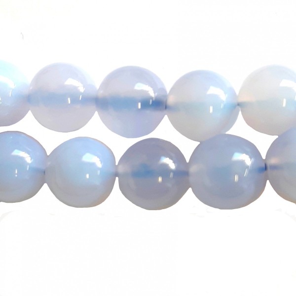 Fil de 48 perles rondes 8mm 8mm en calcédoine bleue - Photo n°1