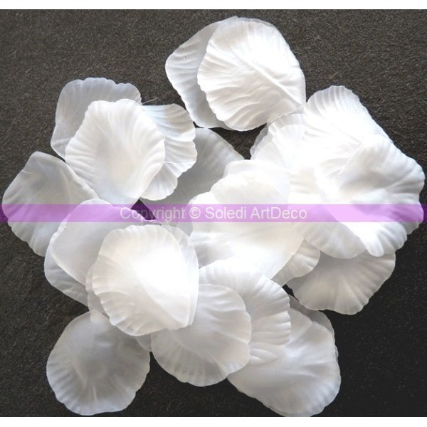 Gros lot 300 Pétales de Rose blanche 4,5x5cm, en tissu, à parsemer - Photo n°2