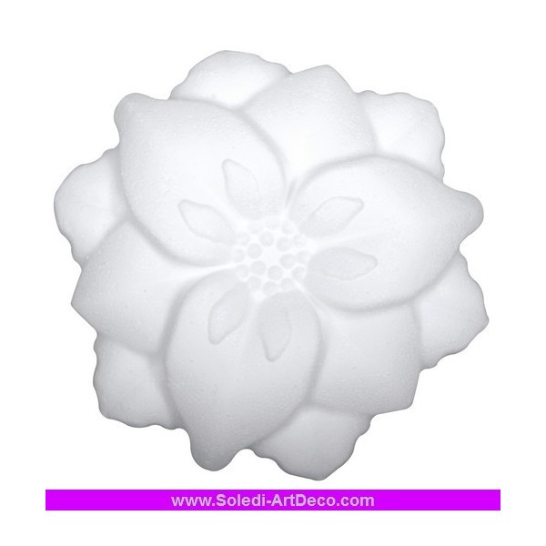 Lot de 3 Fleurs 2D à plusieurs pétales, diam.14 cm, polystyrène blanc - Photo n°2