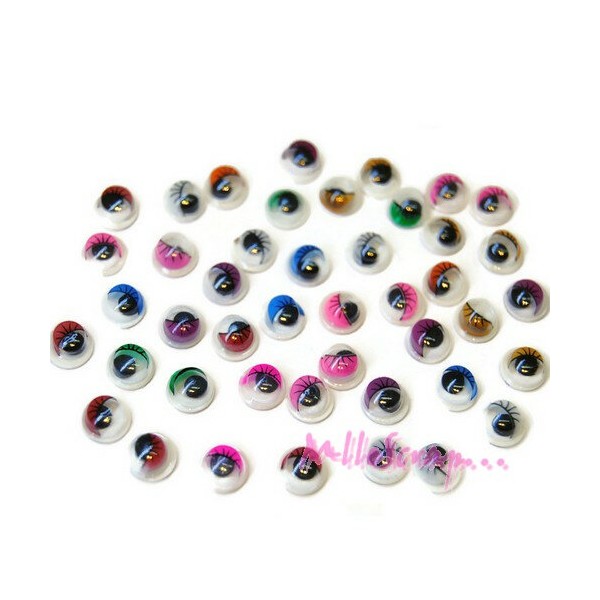 Mini yeux mobiles plastique 6 mm multicolore - 40 pièces - Photo n°1