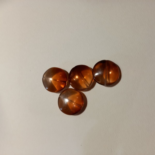 Quatre perles rondes plates - Marron - Photo n°1