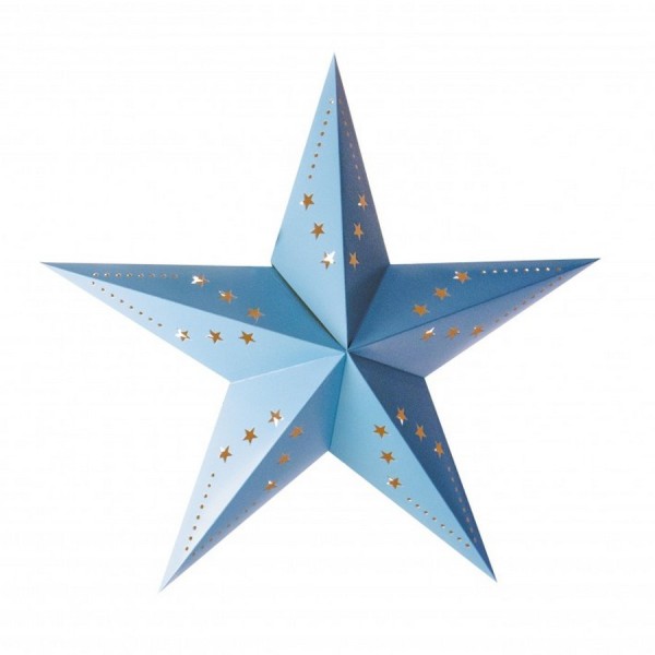 Lot de 2 grandes Lanternes étoile bleu pastel, dim. 60 cm, suspension en carton - Photo n°2