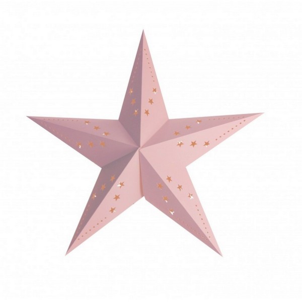 Grande Lanterne étoile Rose pastel, dim. 60 cm, suspension en carton, déco anniversaire noel - Photo n°1
