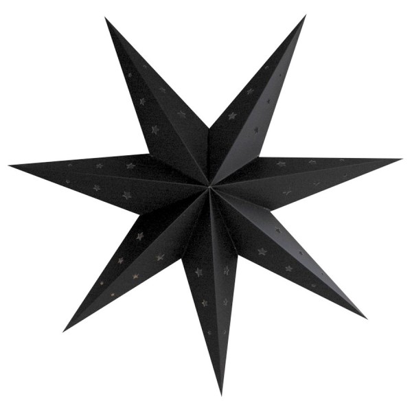 Lot de 2 grandes Lanternes étoiles Noires, dim. 70 cm, suspensions festives en carton perforé - Photo n°2