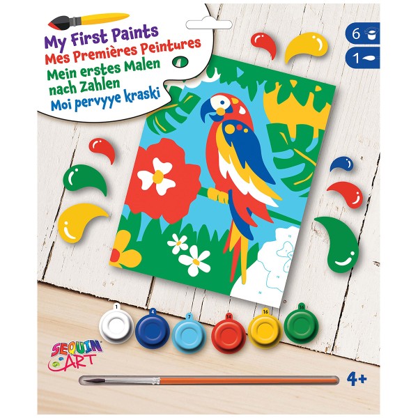 Kit Peinture par numéros enfant - Paco le perroquet - A partir de 4 ans - Photo n°1