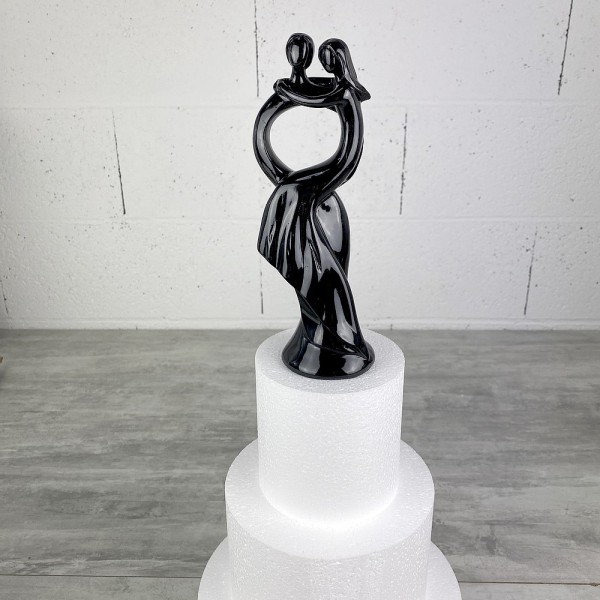 Couple de mariés en résine laquée noire, 20 cm, figurines pièce montée - Photo n°2