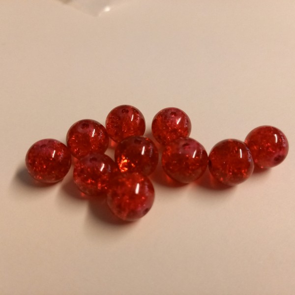 Dix perles rouge transparente 1 cm - Photo n°1