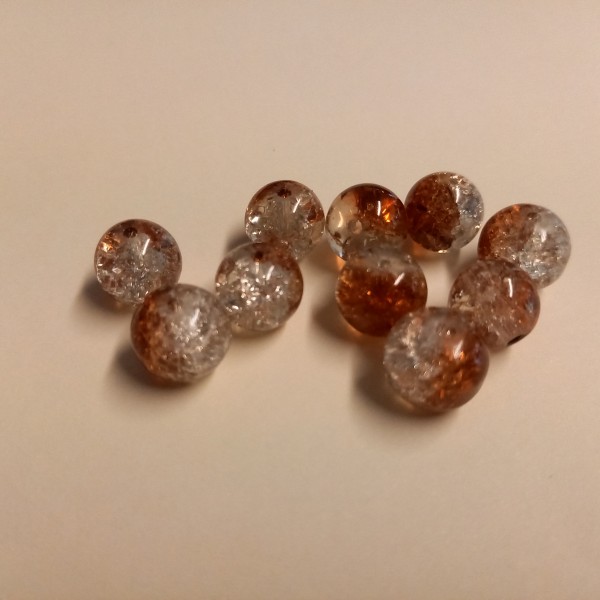 Dix perles marron transparente 1 cm - Photo n°1