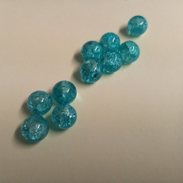 Dix perles bleu turquoise 1 cm - Photo n°1