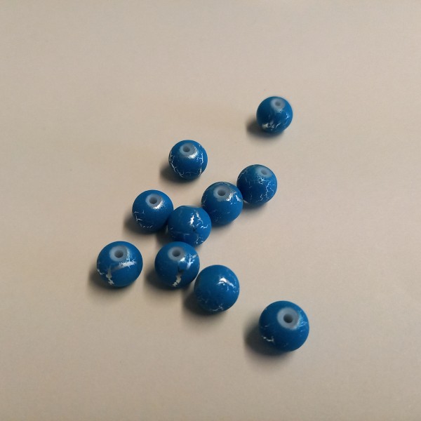 Dix perles marbre bleu 1 cm - Photo n°1