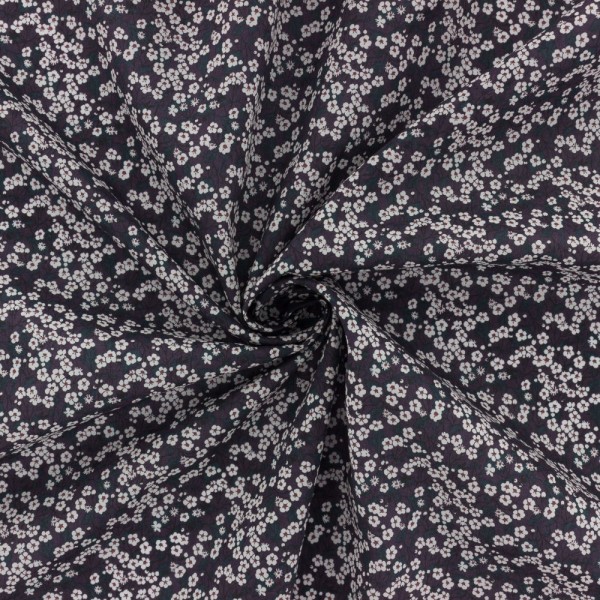 Tissu Liberty of london - mitsi valeria - fleur fond gris - coton - 10cm / laize - Photo n°1