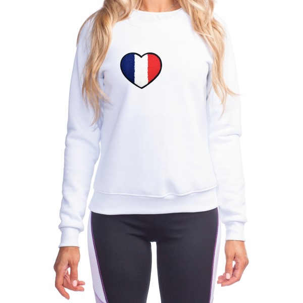 Ecusson drapeau France en forme de coeur, écusson coeur en fil bouclette 11 cm - Photo n°2