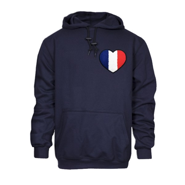 Ecusson drapeau France en forme de coeur, écusson coeur en fil bouclette 11 cm - Photo n°3