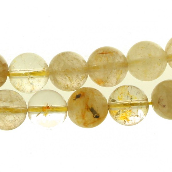 Fil de 38 perles rondes 9mm 9 mm en quartz rutile rutilé doré cheveux d'ange - Photo n°1