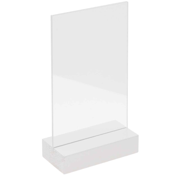 Support en bois Blanc et verre acrylique - 13 x 18 cm - 1 pce - Photo n°1