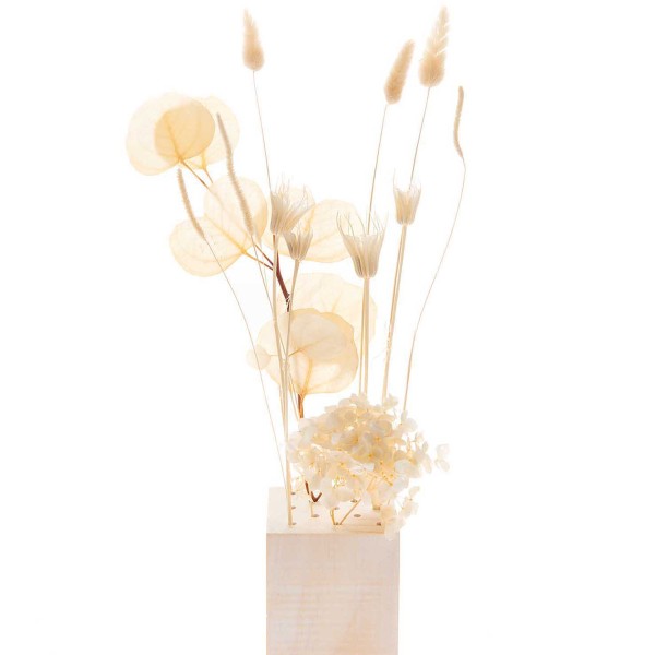 Support en bois pour fleurs séchées - Blanc Shabby Chic - 8 x 8 x 8 cm - Photo n°2