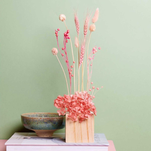 Support en bois pour fleurs séchées - Blanc Shabby Chic - 8 x 8 x 8 cm - Photo n°3