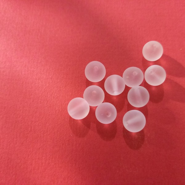 10 Perles blanches transparentes en verre, 5mm - Photo n°1