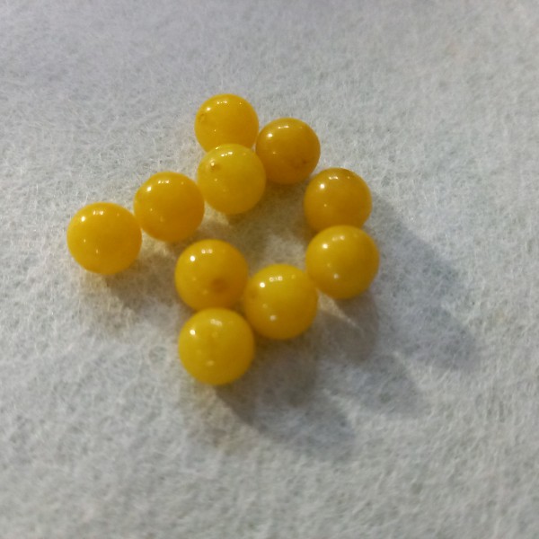 10 Perles jaunes en verre, 5mm - Photo n°1