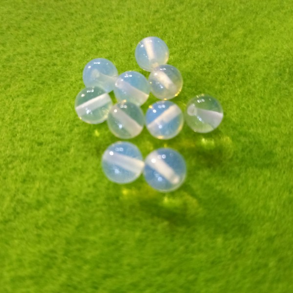 10 Perles blanches transparentes en résine, 5mm - Photo n°1