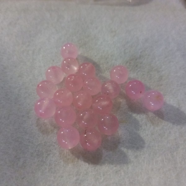20 Perles roses transparentes en résine, 5mm - Photo n°1