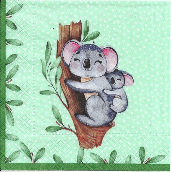4 Serviettes en papier Maman Koala et son bébé Format Lunch Decoupage 195228 Paper+Design - Photo n°2