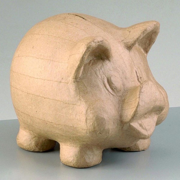 Tirelire en papier mâché Forme Cochon dodu, 19x13x15 cm - Photo n°1