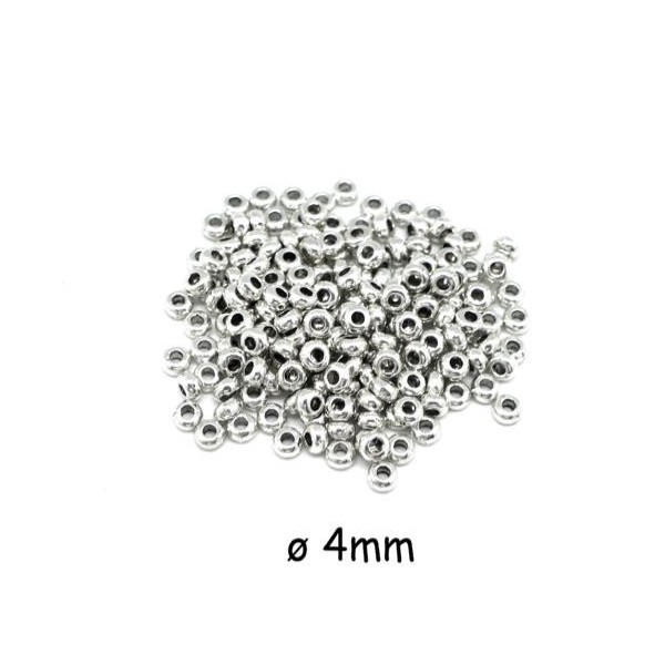 50 Mini Perles Rondelle Argenté Pour Cordon Cuir 1,5mm - Photo n°1
