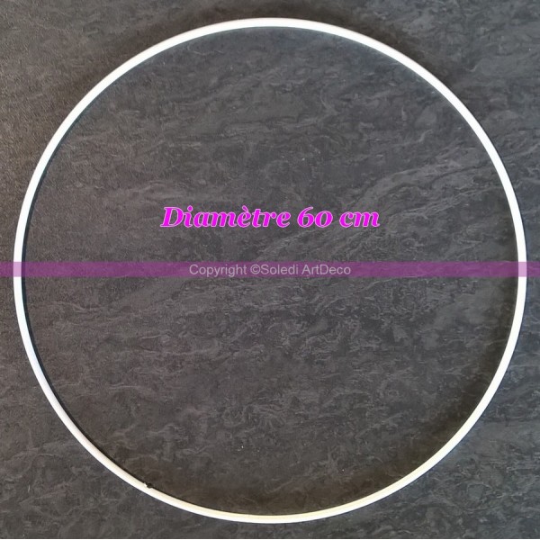 Grand Cercle métallique blanc diam. 60 cm pour abat-jour, Anneau epoxy blanc Attrape rêves - Photo n°1
