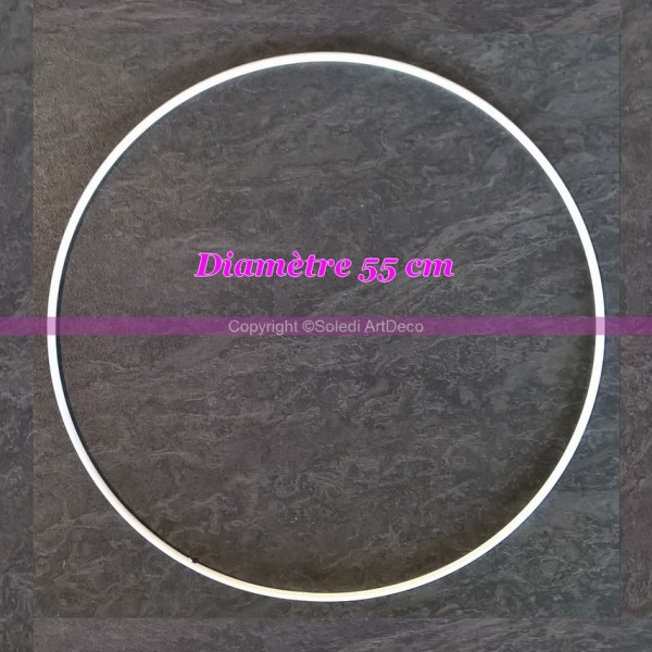Grand Cercle métallique blanc diam. 55 cm pour abat-jour, Anneau epoxy blanc Attrape rêves - Photo n°2