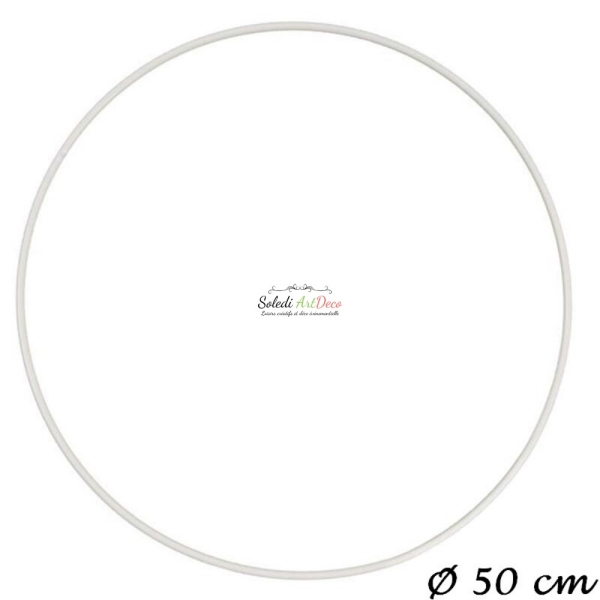 Grand Cercle métallique blanc diam. 50 cm pour abat-jour, Anneau epoxy blanc Attrape rêves - Photo n°2