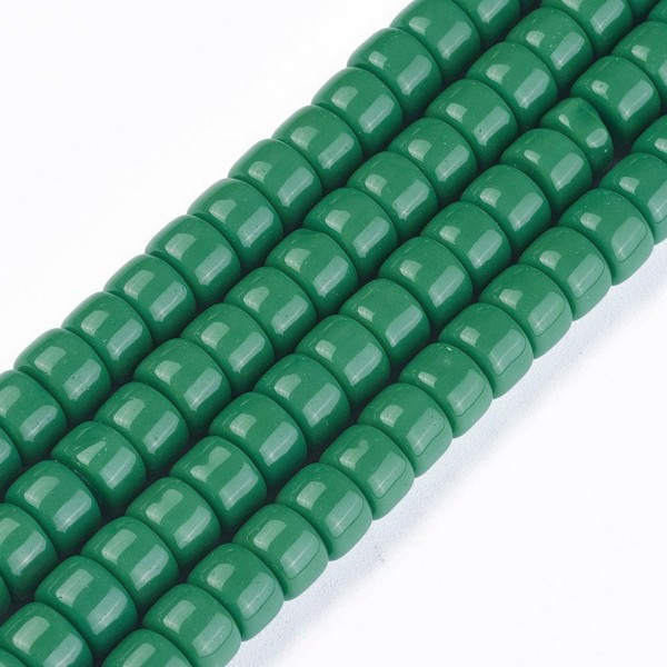 Perles en verre colonne 8 mm vert foncé x 20 - Photo n°3