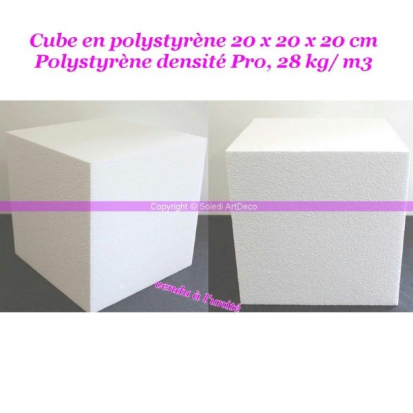 Cube en polystyrène 20 x 20 x 20 cm, Styro densité Pro, 28 kg/ m3 - Photo n°1