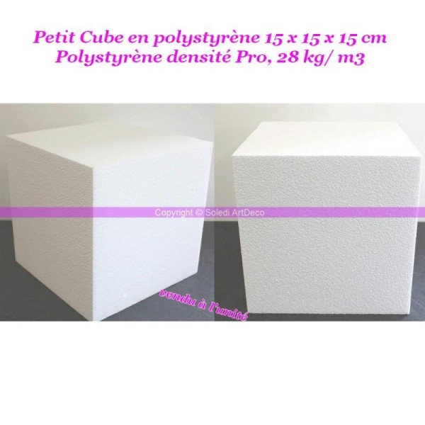 Petit Cube en polystyrène 15 x 15 x 15 cm, Styro densité Pro, 28 kg/ m3 - Photo n°1