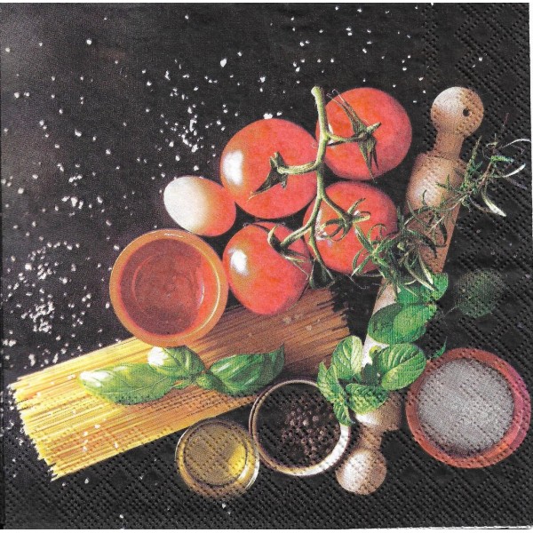 4 Serviettes en papier Cuisine Italie Tomates Format Lunch Decoupage Decopatch 13314350 Ambiente - Photo n°1