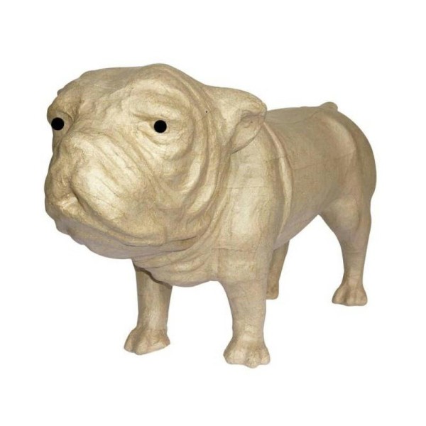Petit Chien Bulldog 22,5 x 8,5 x haut. 11 cm en papier mâché, à customiser - Photo n°1