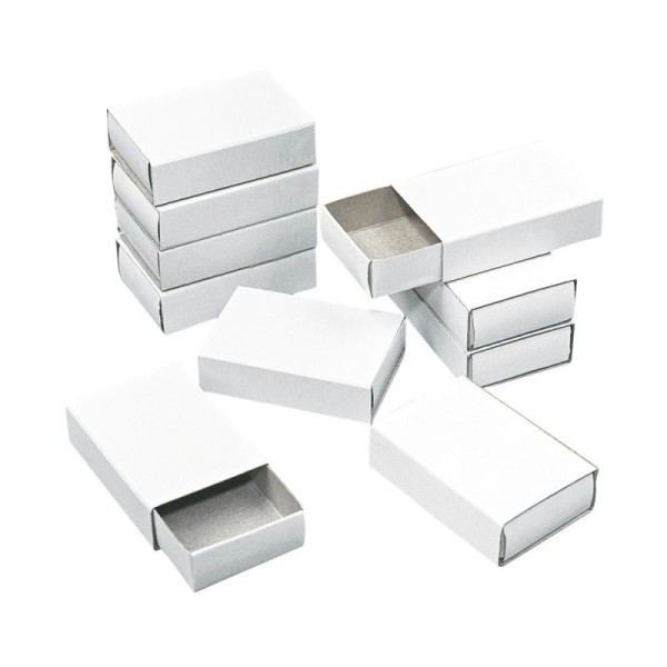 Lot de 12 boites d'allumettes en carton blanc, 5,3x3,6x1,5 cm, Boite vide à glissi&egrav - Photo n°1