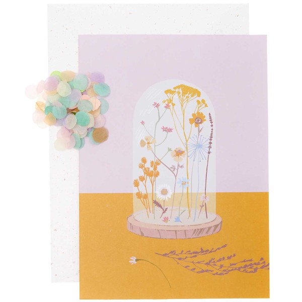 Kit DIY carte à personnaliser - Cloche en verre et fleurs séchées - Photo n°1