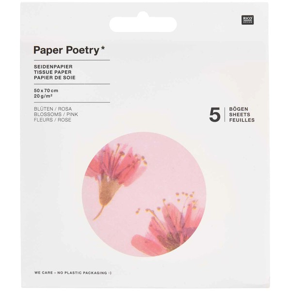 Papier de soie - Fleurs de cerisier - 50 x 70 cm - 5 pcs - Photo n°1