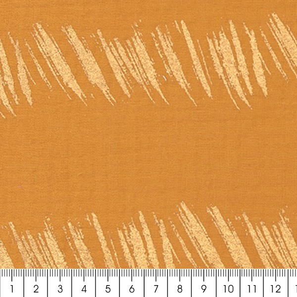 Tissu Gaze de coton Transformation Rico Design - Moutarde détails dorés - Vendu par 10 cm - Photo n°3