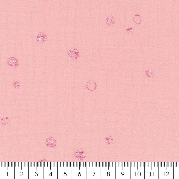 Tissu Gaze de coton Transformation Rico Design - Saumon à pois hot foil - Vendu par 10 cm - Photo n°3