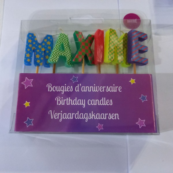 Bougie d'anniversaire prénom : Maxime , 4 cm - Photo n°1