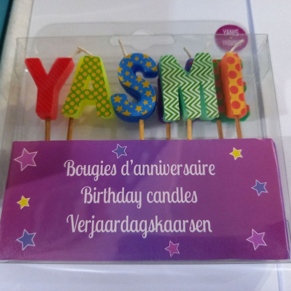 Bougie d'anniversaire prénom : Yanis/Yasmine, 4cm - Photo n°1