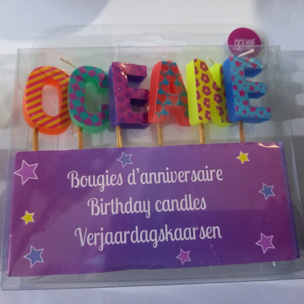 Bougie d'anniversaire prénom : Oceane, 4cm - Photo n°1