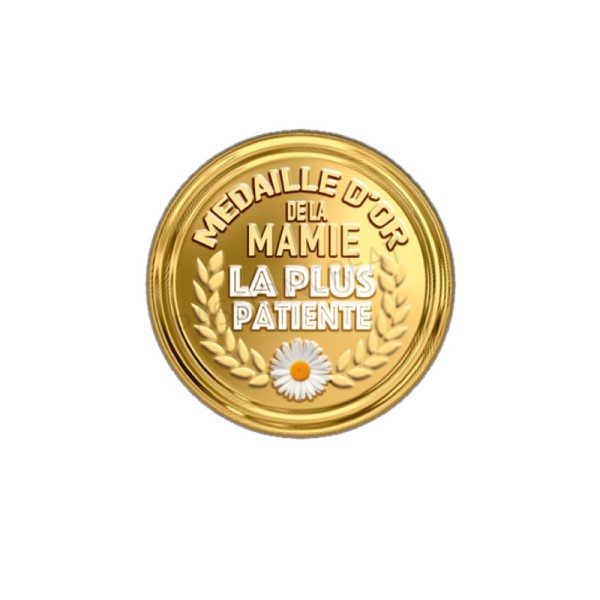 Médaille D'Or de la Mamie La Plus Patiente 2 Cabochons - Photo n°1