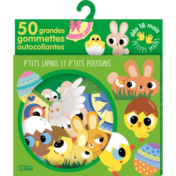 Grandes Gommettes Petits lapins et poussins Boîte de 50 - Photo n°1